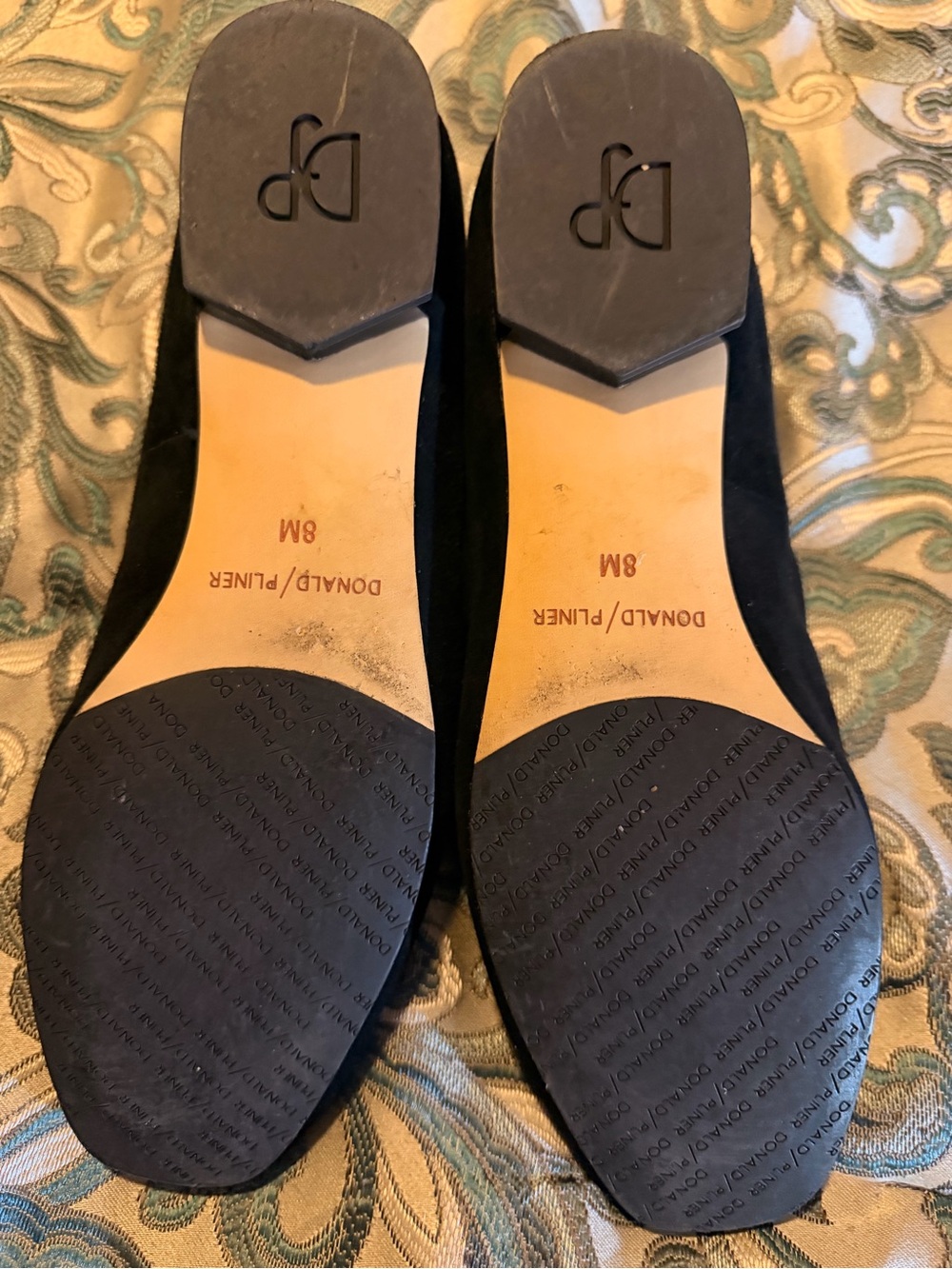 Donald J. Pliner Black Suede Loafers with Crystal Chain Accent - Picture 6 of 7